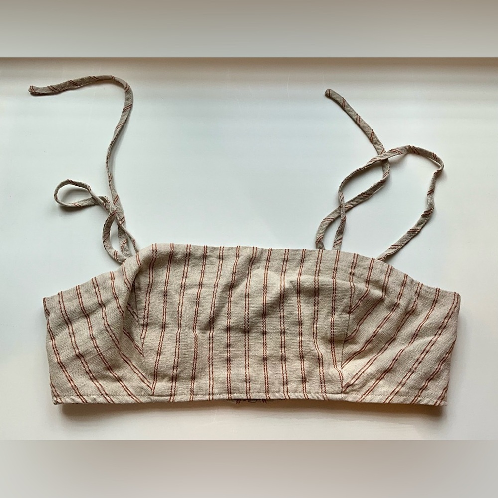Topshop Striped Tie Strap Crop Top | US 4